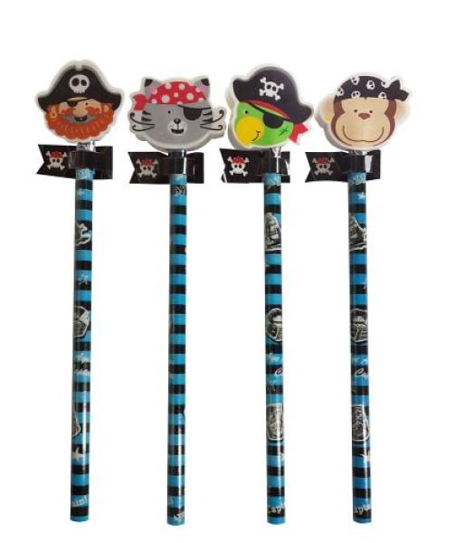 Bleistift mit Radierer Piratenbande, 1 St.. - Mitgebsel Kindergeburtstag