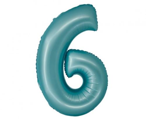 Riesen Zahlen Folienballon Matt BlauZahl 6 - Folienballon Zahl