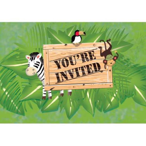 Einladung Dschungel-Rallye, 8 St.- Deko Kindergeburtstag