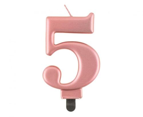 Kuchenkerze Rose Gold Zahl 5 - Kuchen Deko Geburtstag