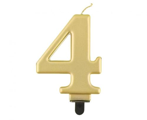 Kuchenkerze Gold Zahl 4 - Kuchen Deko Geburtstag