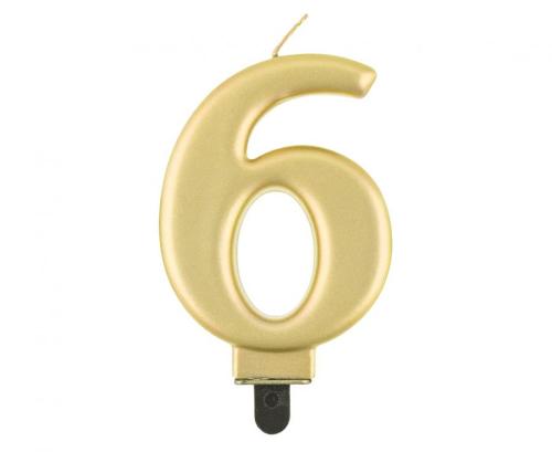 Glitter Kerze Gold Zahl 6 - Kuchen Deko Geburtstag
