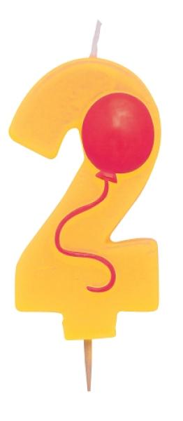 Kerze Luftballon "2", 1 St.- Kuchen Deko Kindergeburtstag