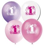 Luftballon 1. Geburtstag Mädchen, 8 St. - Party Deko Kindergeburtstag