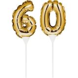 Kuchenpicker Folienballon Gold Zahl 60 – Zahlen Kuchendekoration Geburtstag