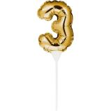Kuchenpicker Folienballon Gold Zahl 3 – Zahlen Kuchendekoration Geburtstag