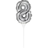 Kuchenpicker Folienballon Silber Zahl 8 – Zahlen Kuchendekoration Geburtstag