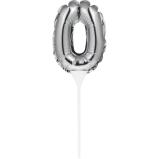 Kuchenpicker Folienballon Silber Zahl 0 – Zahlen Kuchendekoration Geburtstag