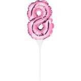 Kuchenpicker Folienballon Pink Zahl 8 – Zahlen Kuchendekoration Geburtstag
