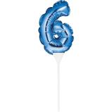 Kuchenpicker Folienballon Blau Zahl 6 – Zahlen Kuchendekoration Geburtstag
