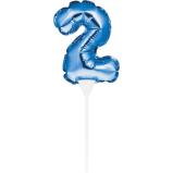 Kuchenpicker Folienballon Blau Zahl 2 – Zahlen Kuchendekoration Geburtstag