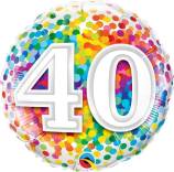 Folienballon Konfetti Zahl 40 - Deko Geburtstag