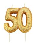 Glitter Kerze Gold Zahl 50 - Kuchen Deko Geburtstag