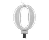 Kuchenkerze Silber Zahl 0 - Kuchen Deko Geburtstag