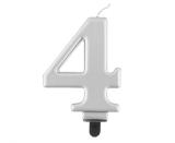 Kuchenkerze Silber Zahl 4 - Kuchen Deko Geburtstag