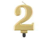 Kuchenkerze Gold Zahl 2 - Kuchen Deko Geburtstag